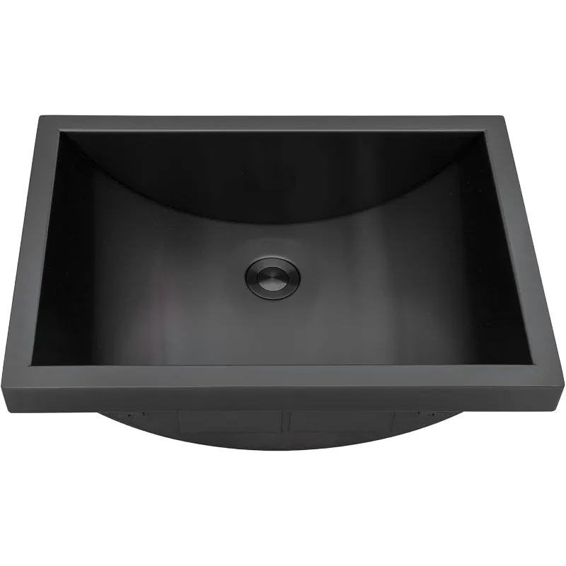 20 x 14 inch Semi-Recessed Drop-in Topmount Gunmetal Black Stainless Steel Rectangular Bathroom Sink - RVH6211BL