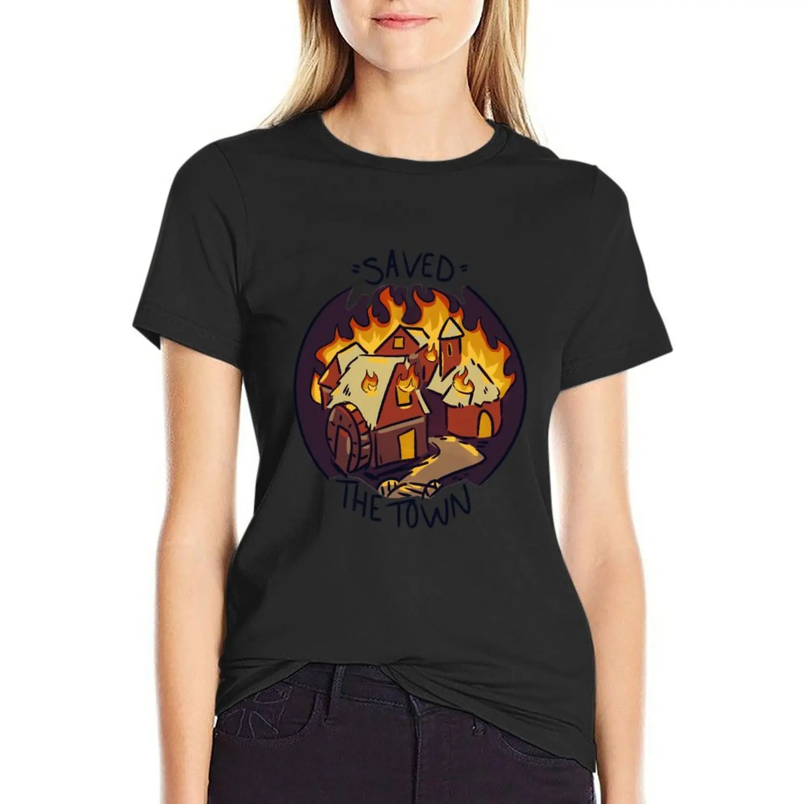 D&D Burned Down the Town saved T-Shirt summer tops anime clothes funny T-shirts for Women