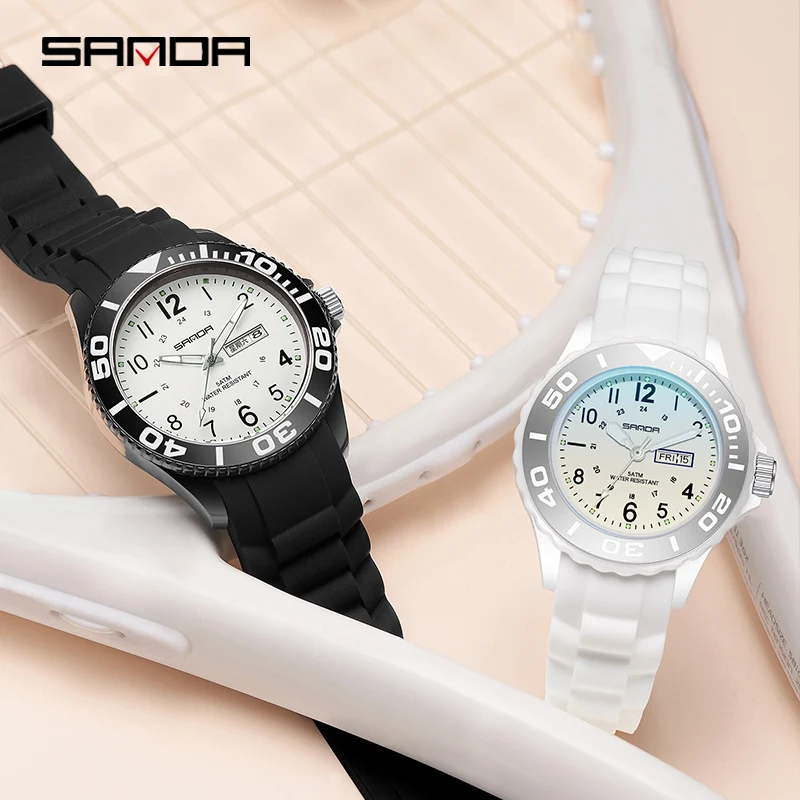 SANDA-Relojes de pulsera de cuarzo para hombre y mujer, conjunto de reloj de lujo para jóvenes y niñas, negocios, 1053, 9005