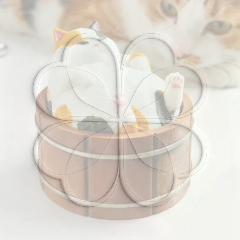 Kawaii Fat White Cat Bathtub Fidget Toy 3D Printed Stress Relief Fidget Toy Funny Desktop Decor Decompression Gift