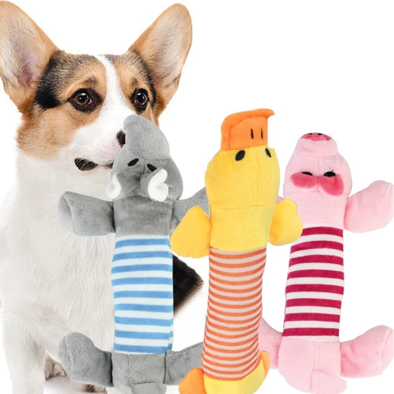 

Fit for All Pets Dog Cat Fleece Toys Popular Squeak Chew Sound Dolls Elephant Duck Pig Pet Funny Plush Toys