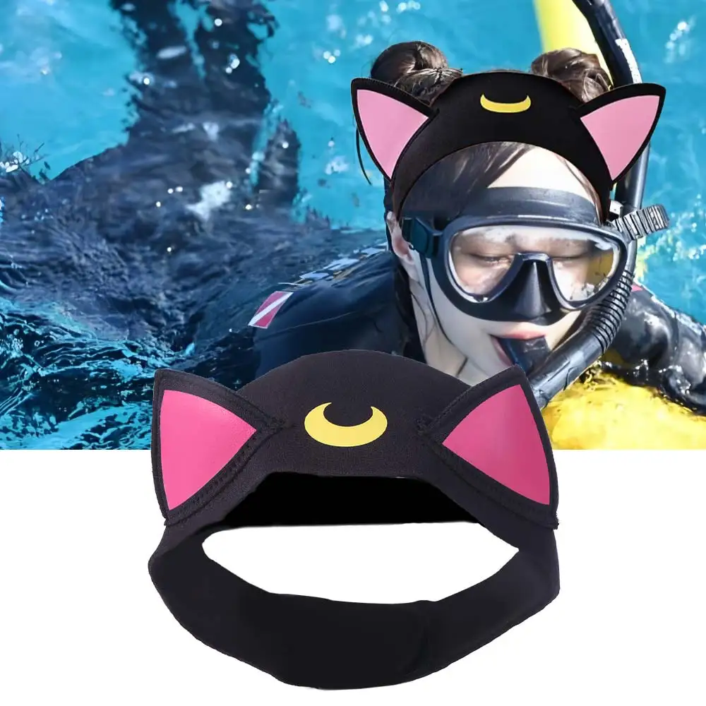

Neoprene Diving Headband Wetsuit Hood Professional Outdoor Diving Hat Clear Vision Cute Cat Ears Swimming Headband Diving
