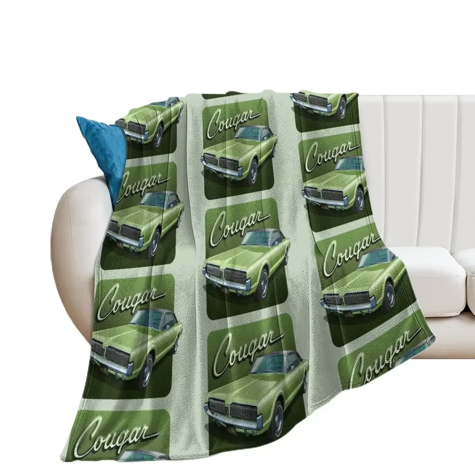 1967 Mercury Cougar in lime frost Throw Blanket Soft Plush Plaid Heavy blankets and throws Cute Plaid Blankets