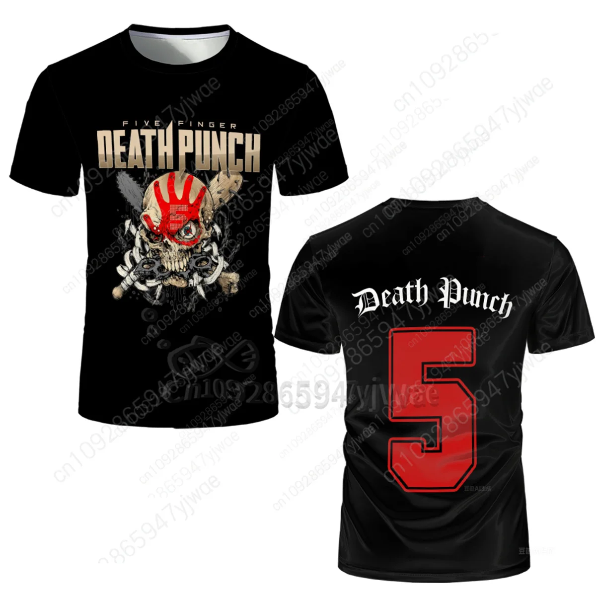 5FDP خمسة أصابع الموت لكمة الجمجمة تي شيرت ثلاثية الأبعاد مطبوعة عادية قصيرة الأكمام بحار طوق المحملة حجم كبير للرجال النساء تي شيرت