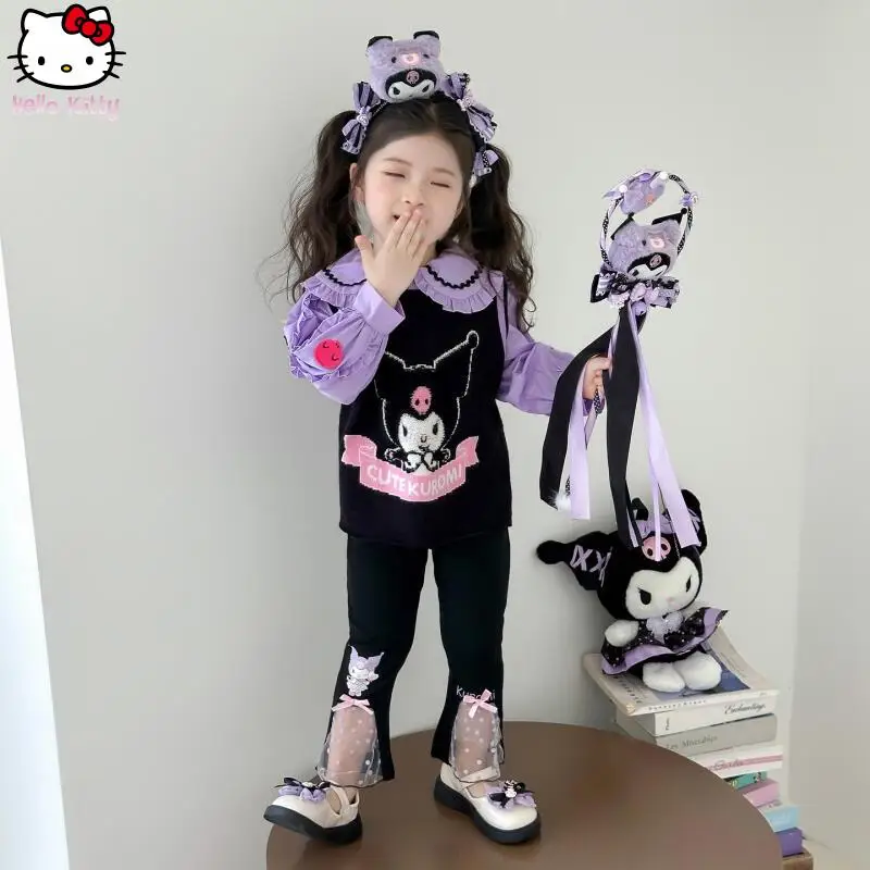

Autumn Winter New Cartoon Kawaii Shirt Children's Fashion sweet comfort Sweater Vest Anime Kuromi Girls' Casual Pants
