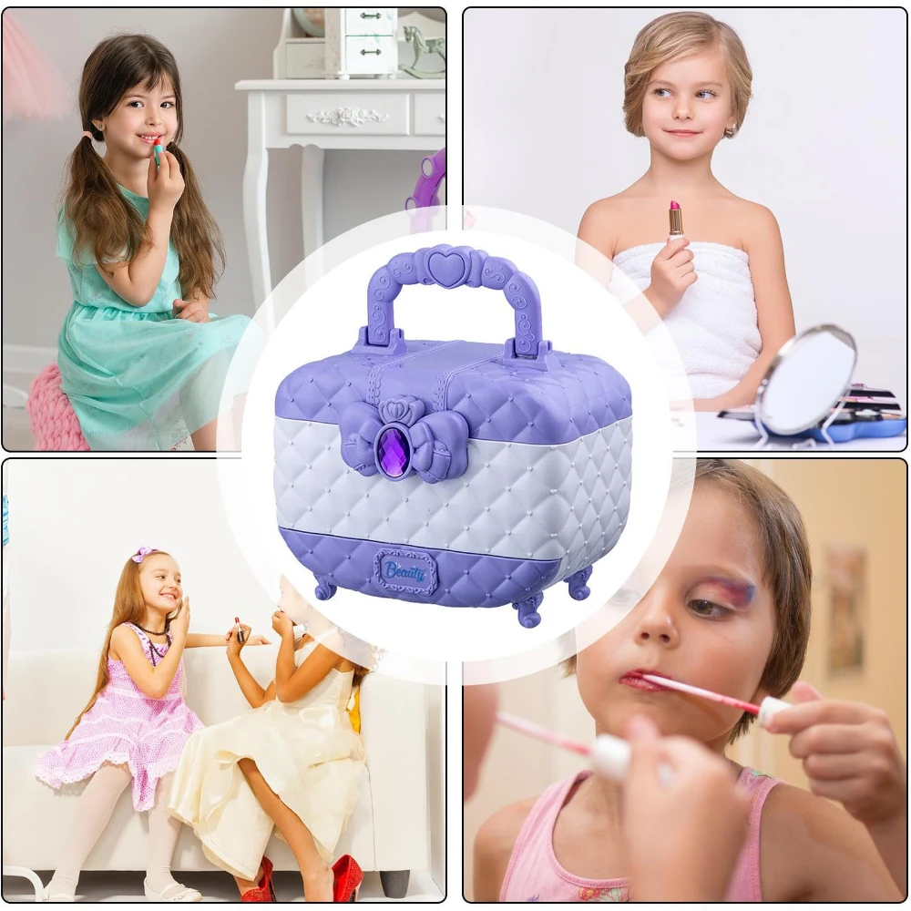 WizKidz Kids Makeup Kit Washable Purple Makeup Box Set - Accessories Toddler Makeup Case Ages 3 + Full Purple Make-up for Girls