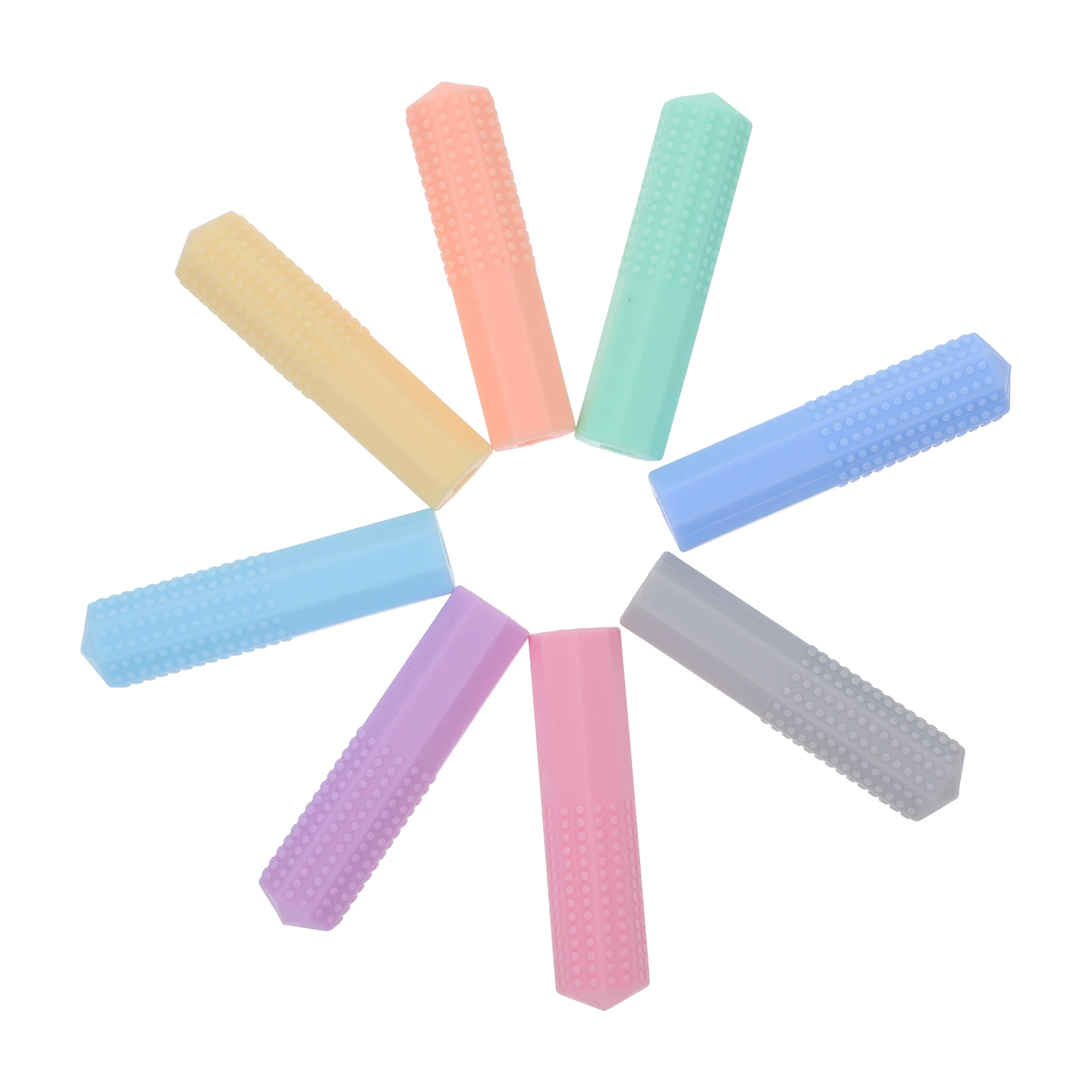 

8 Pcs Pen Cap Pencil Charms Chewy Kids Bulk Sensory Tools Topper Chewable Silicone Colors Writing Instruments Pencils Ballpoint