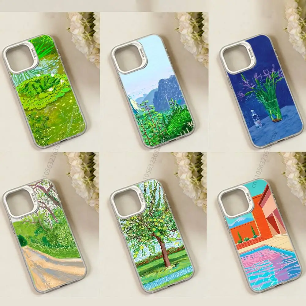 David Hockney Art Exhibition Minimalist phone Case for iPhone 17 11 12 Pro Max Plus Mini Air SE  16e 14 15 16 13 Soft Shell