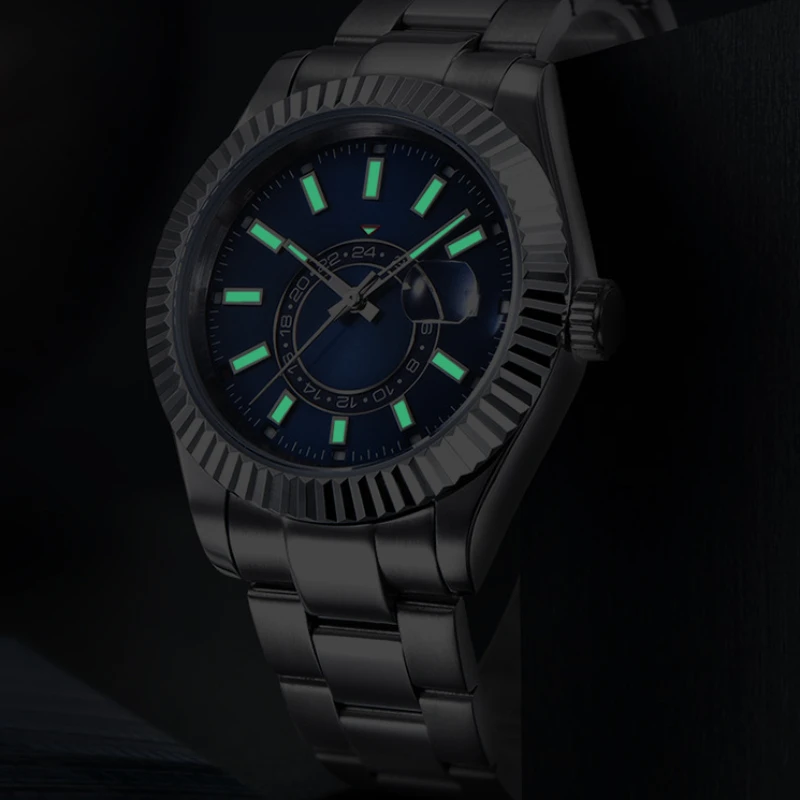 41mm Case Log Type Automatic Mechanical Business Waterproof Watch Green Noctilucent Luminous Applicable Mechanical Movement 2813