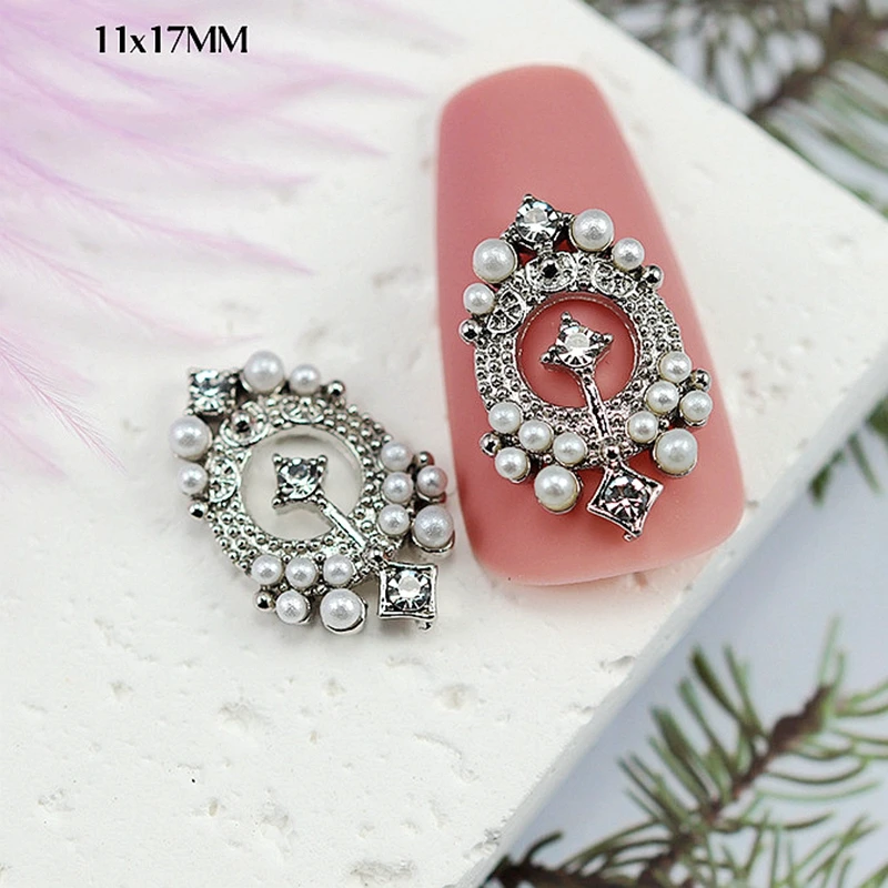 10PCS Luxury Alloy Nail Art Planet Rhinestone Charms Nails Decoration Supplies Planet Cross Jewelry Accessories Manicure Parts