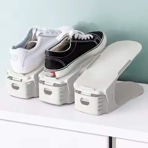 3/10Pcs Shoe Stacker Adjustable Shoe Slots Organizer Shoes Slots Space Saver Double Deck Rack Holder For Closet Organization