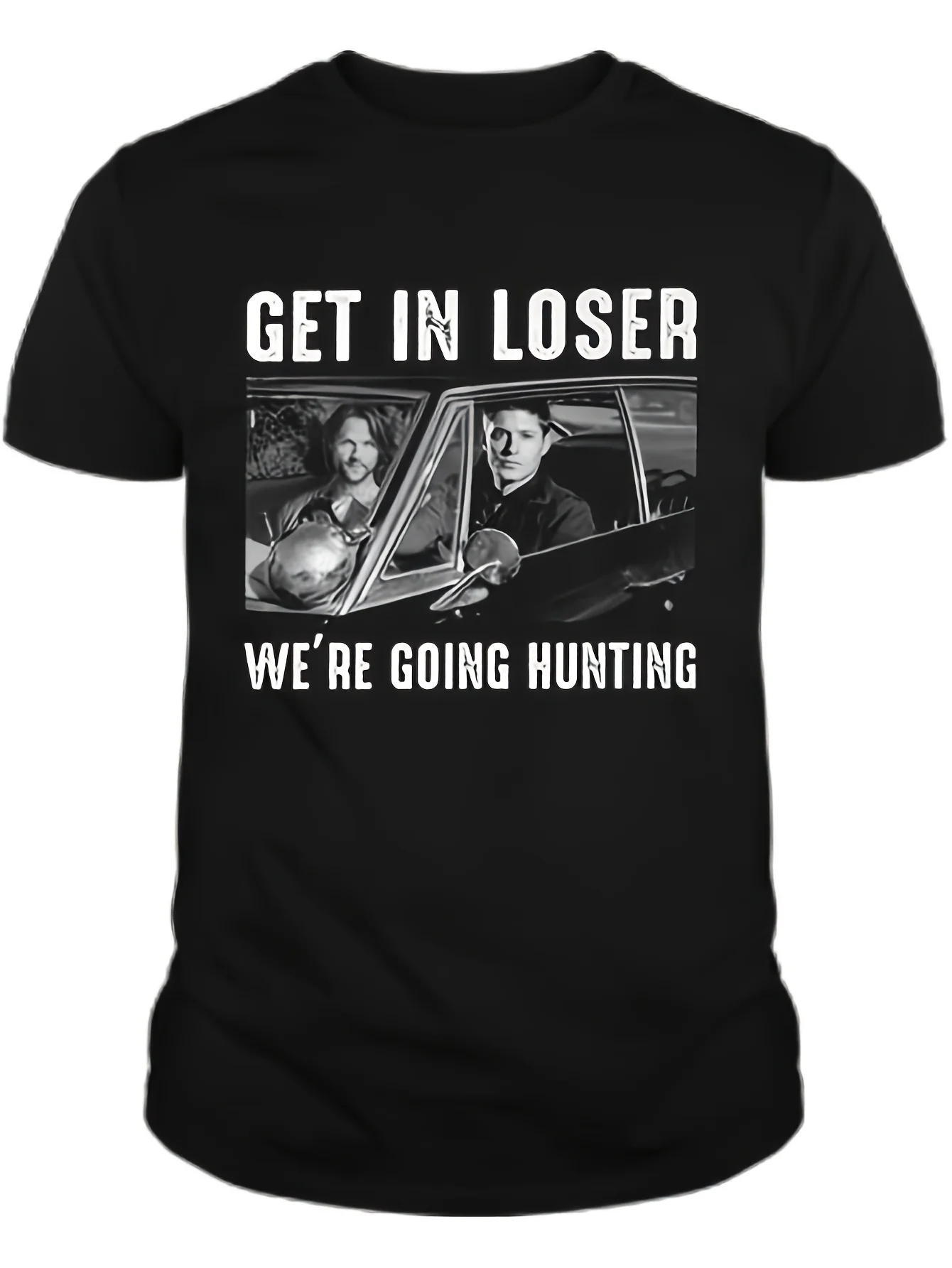 

Мужская футболка с рисунком «Сверхъестественное» из телешоу — «Get in Loser, We're Going Hunting», повседневный хлопковый трикотаж