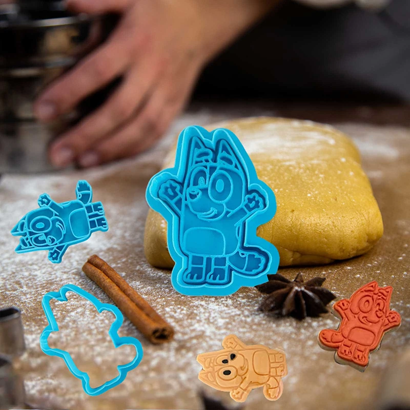 Bluey Cartoon Cute Little Creative Cake Mold Bluey Bingo High-Quality Plastic Biscuit Cookie Mold Shaping Gift For Kids