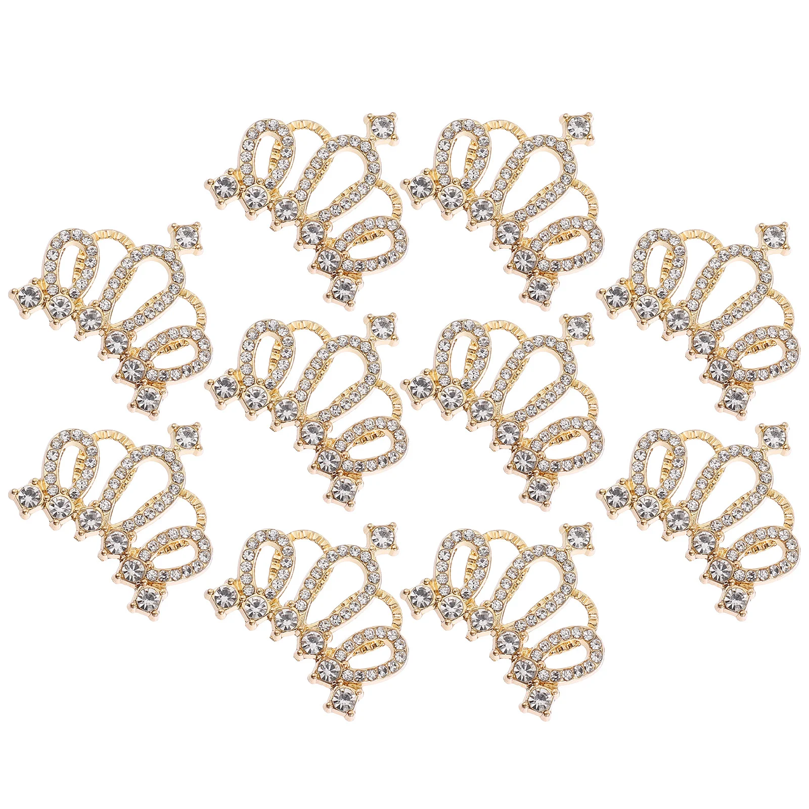 

10pcs Crystal Hairpins Crown Shaped Diy Durable Alloy Charms Fine Materials Headdress Embellishments Crown Hair Accessories