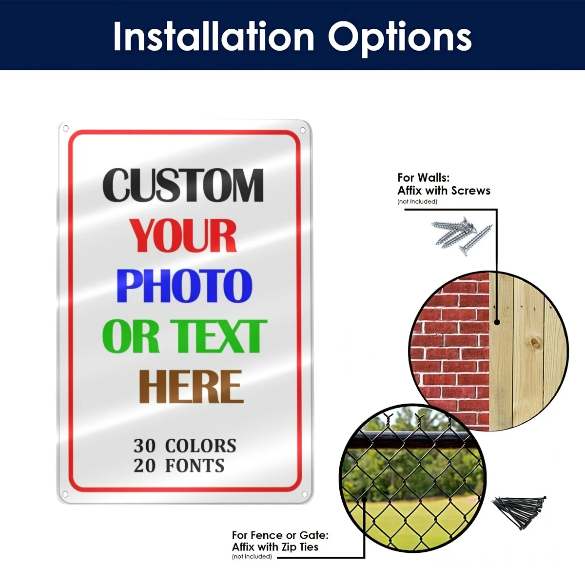 Customizable 20x30cm Iron Sign, DIY Photo/Text with Multiple Colors & Fonts, Durable Wall Decor image 3