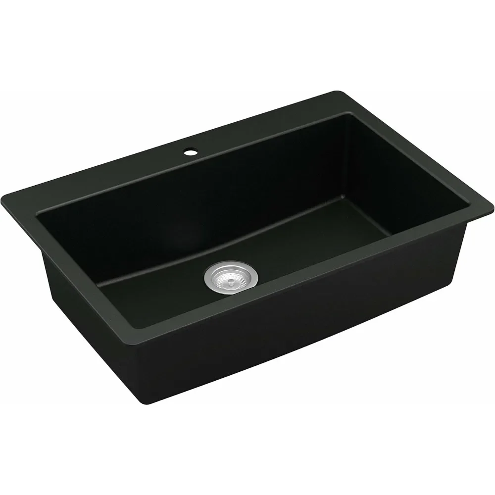 Top Mount Large Single Bowl Quartz Kitchen Sink in