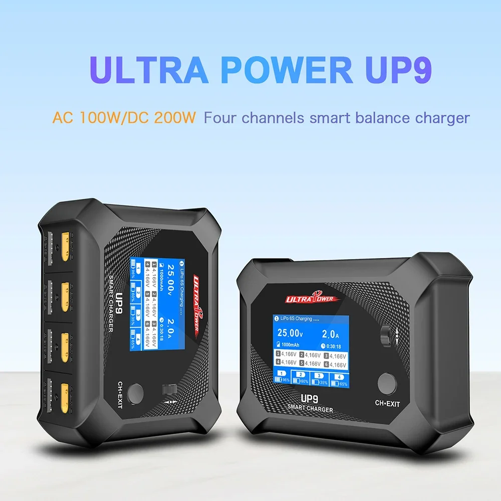 

ULTRA POWER UP9 200W Four Channels Smart Blance Charger AC100W /DC 200W Double Input Battery Charger