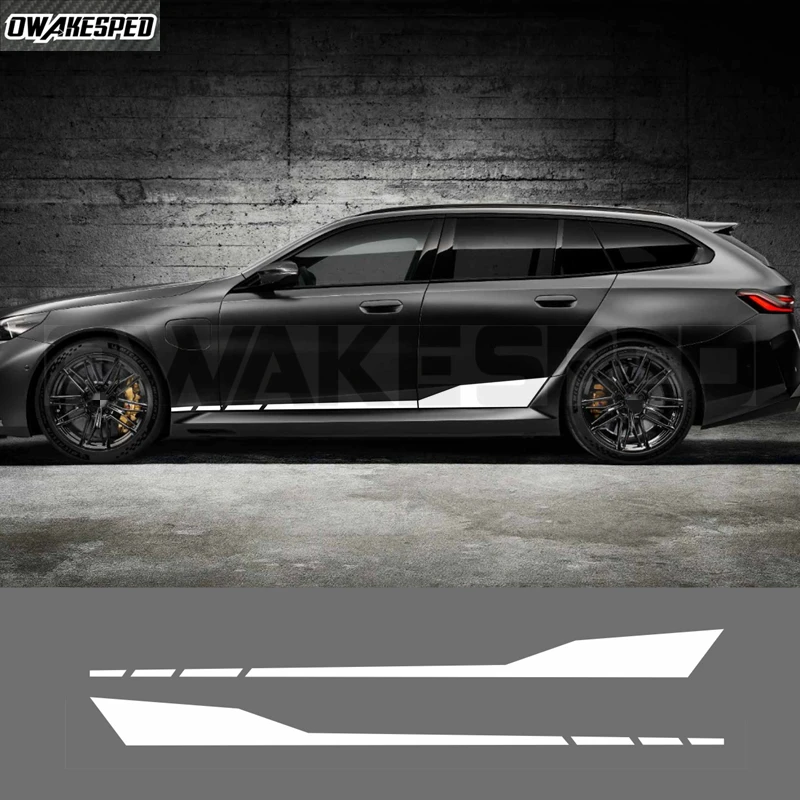 Image of 2 Stück Türseitenstreifen-Aufkleber Carbonfaser-Vinyl-Dekor für BMW M5 2024 G90 G99 Touring 2025 M Performance Zubehör