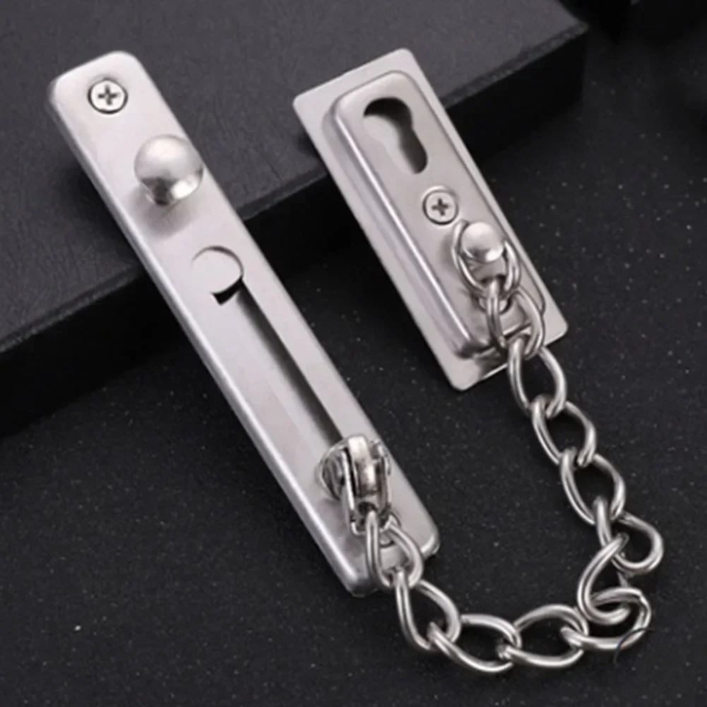 Door Chain Lock Stainless Steel Security Chain Guard Pin Door Latch Anti Theft Press Heavy Duty Latch Screw Hardware Accessories