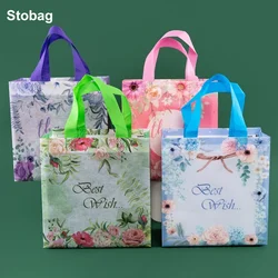 StoBag 8/20pcs Non-woven Tote Bags Thank You Gift Fabric Candy Cake Packaging Waterproof Storage Reusable Pouch Party Favors