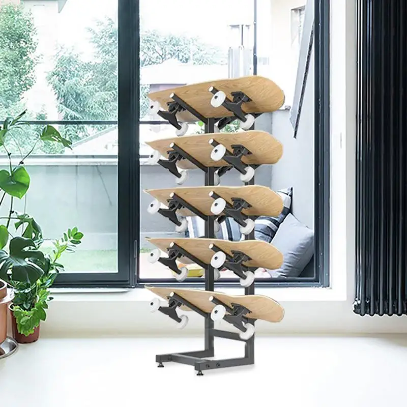 Snowboards Display Rack 5-Tiers Fitnessapparatuur Opbergrek Wakeboard Rack Home Gym Organiseren Houder Vrijstaand Metaal