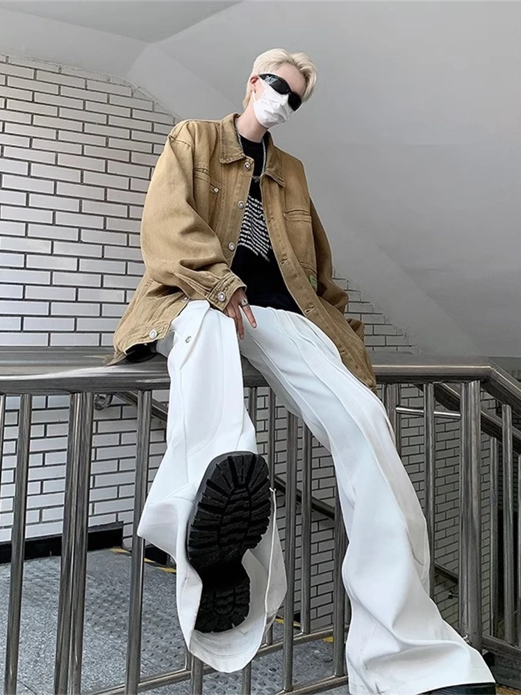 

Коричневая джинсовая куртка для мужчин, весенне-осенняя, в стиле хип-хоп, барокко, модная, брендовая, молодежная, повседневная верхняя одежда Haome