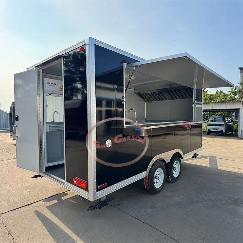 Snack Concession Fast Food Padaria Carrinho de reboque de comida Móvel Hamburger Food Van Truck