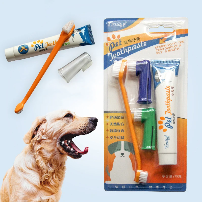 

Dog Toothbrush Brush Toothpaste Soft Goods Silicone Finger Tartar Plush Accessories Products Cat Care Supplies Small