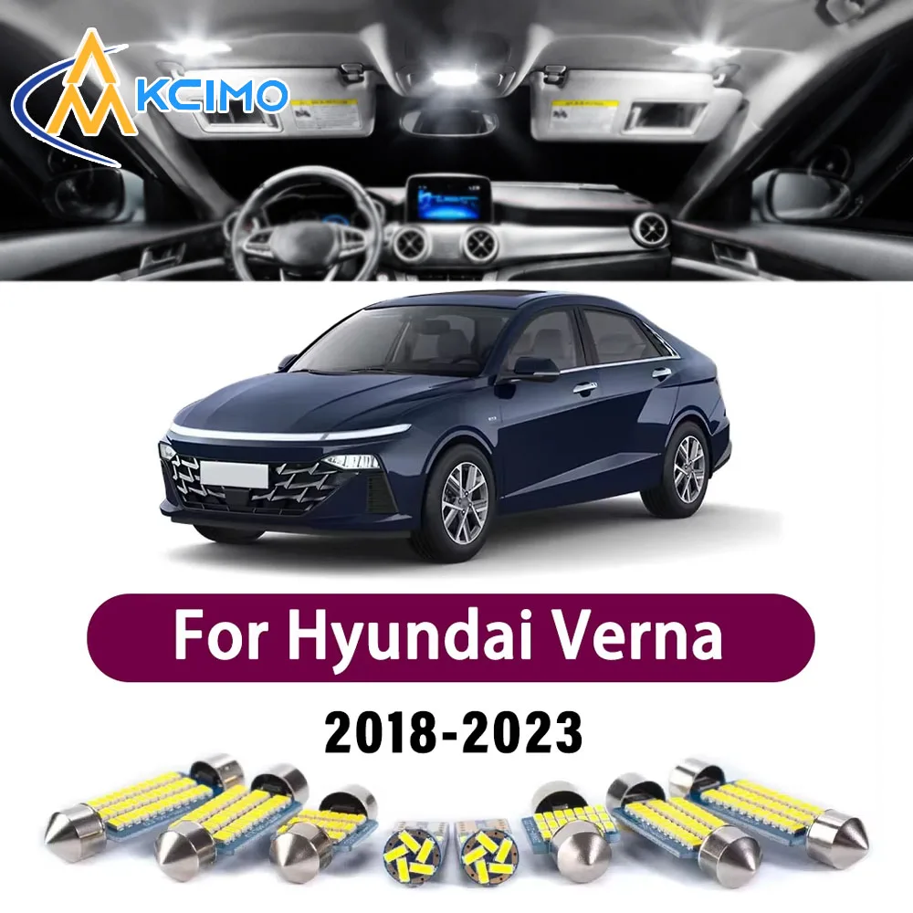 

High Lumen CANBUS Error Free LED Interior Light Kit For Hyundai Verna 2018-2023 Easy Install Trunk Reading Dome Lamp Bulbs Set