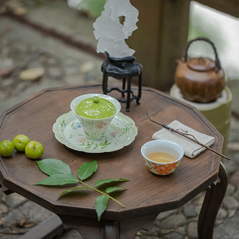 Cuiyou، اللون الوطني والعطر الطبيعي، وعاء غطاء عودة السحابة، وعاء غطاء منزلي على شكل زهرة الفاوانيا المرسومة يدويًا، حرفيًا