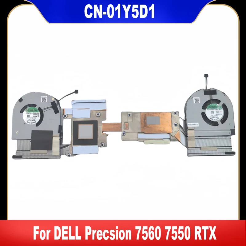 

01Y5D1 New Original For DELL Precsion 7560 7550 RTX Laptop CPU Cooling Fan Cooler Fan With Heatsink 1Y5D1 CN-01Y5D1 High Quality