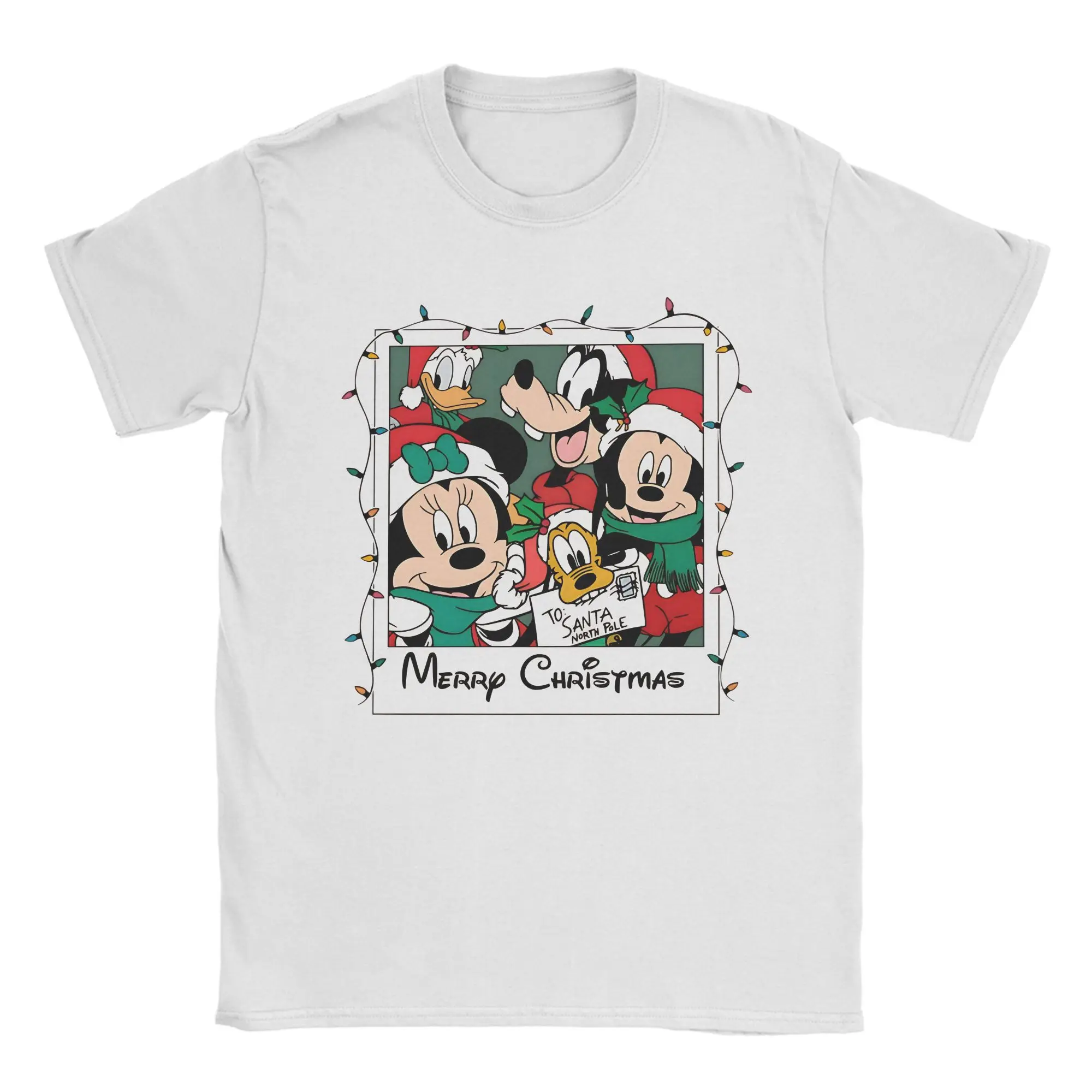 

Мужская и женская футболка с графическим принтом «С Рождеством» и «Микки и друзья», футболки из 100% хлопка, одежда