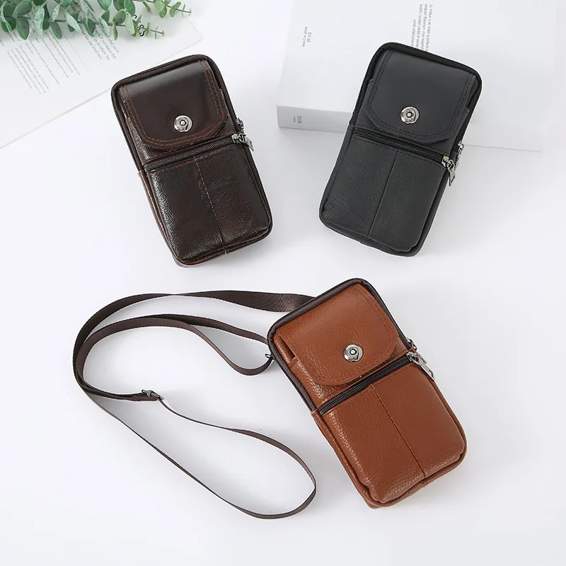 Crossbody Sling Bag for Men – Leather Waist Pack Cell Phone Holster, Business Casual Phone Pouch with Adjustable Strap - view 4