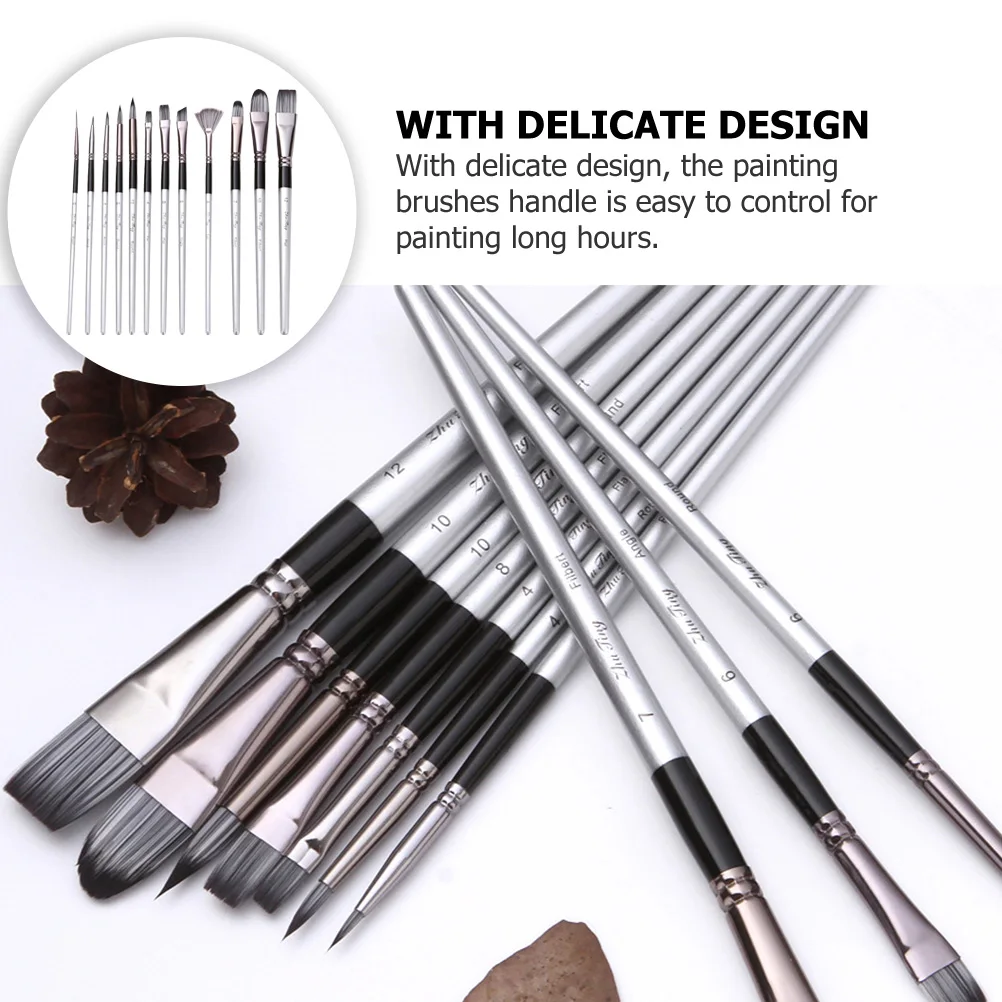 

Nylon Paintbrush Set Wooden H Lightweight Portable Professional Student Kit Oil Painting Brushes Art Supplies