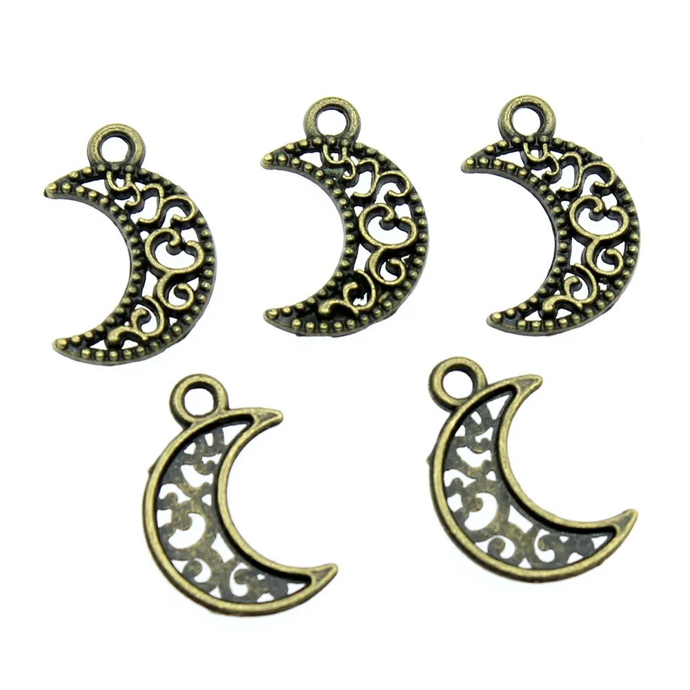 WYSIWYG 20pcs 17x11mm Carved Crescent Moon Charms Vintage Antique Silver Color Moon Carved Charms image 6
