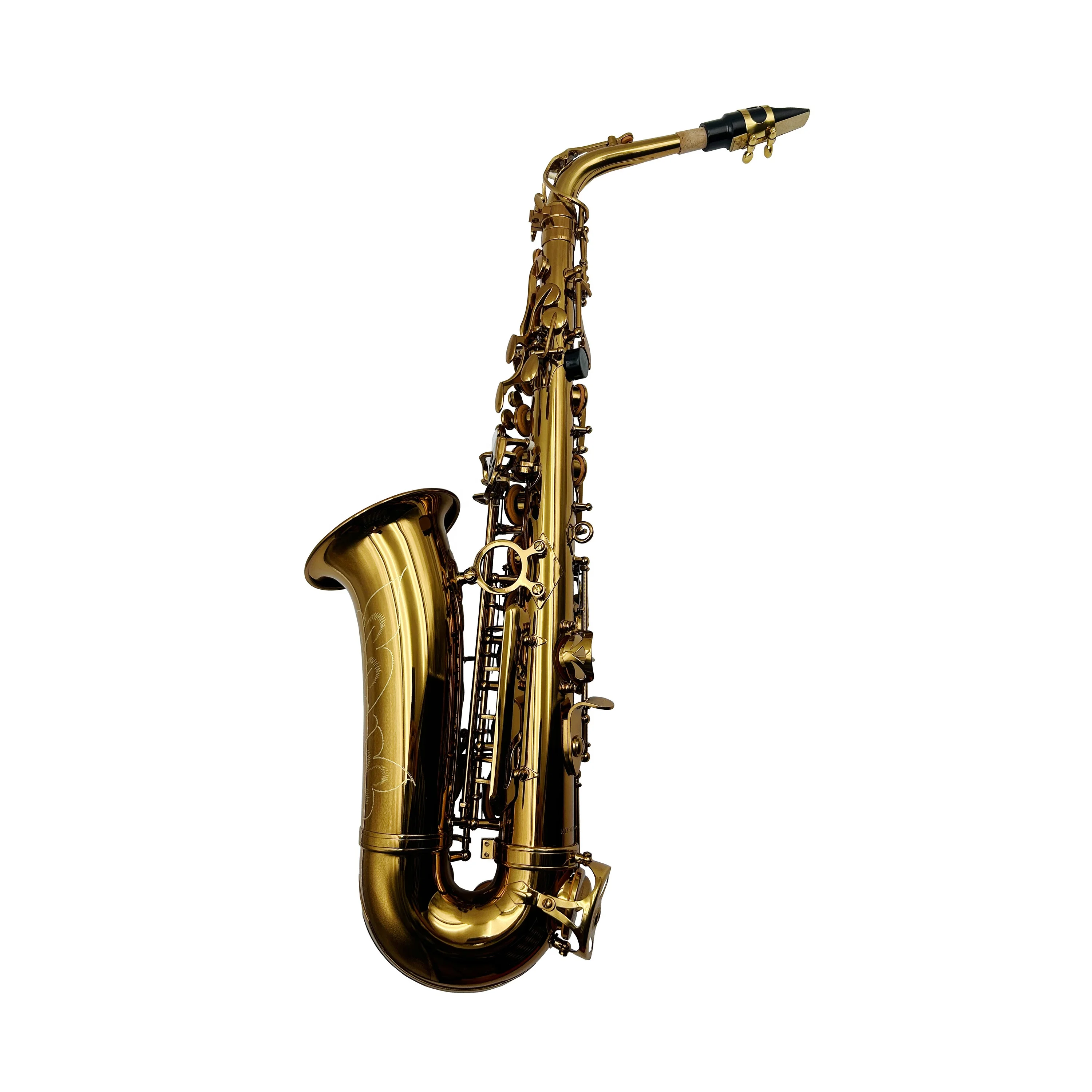 Professional Champagne Color Alto Saxophone BB Tone Gold Lacquer Finish Adjustable Woodwind Instrument For Performance