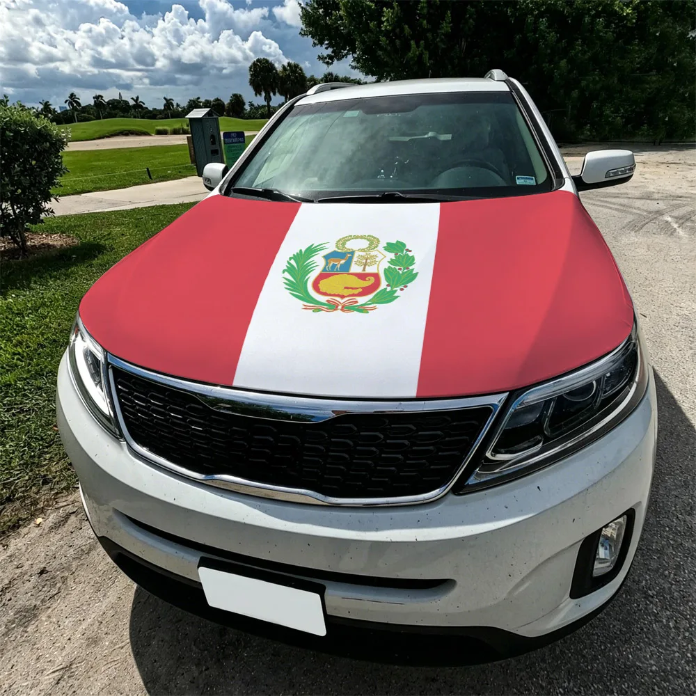 3.8x5.3ft Peru Car Hood Cover Flag Swiss Confederation Car Bonnet Banner Elastic Fabrics Windproof