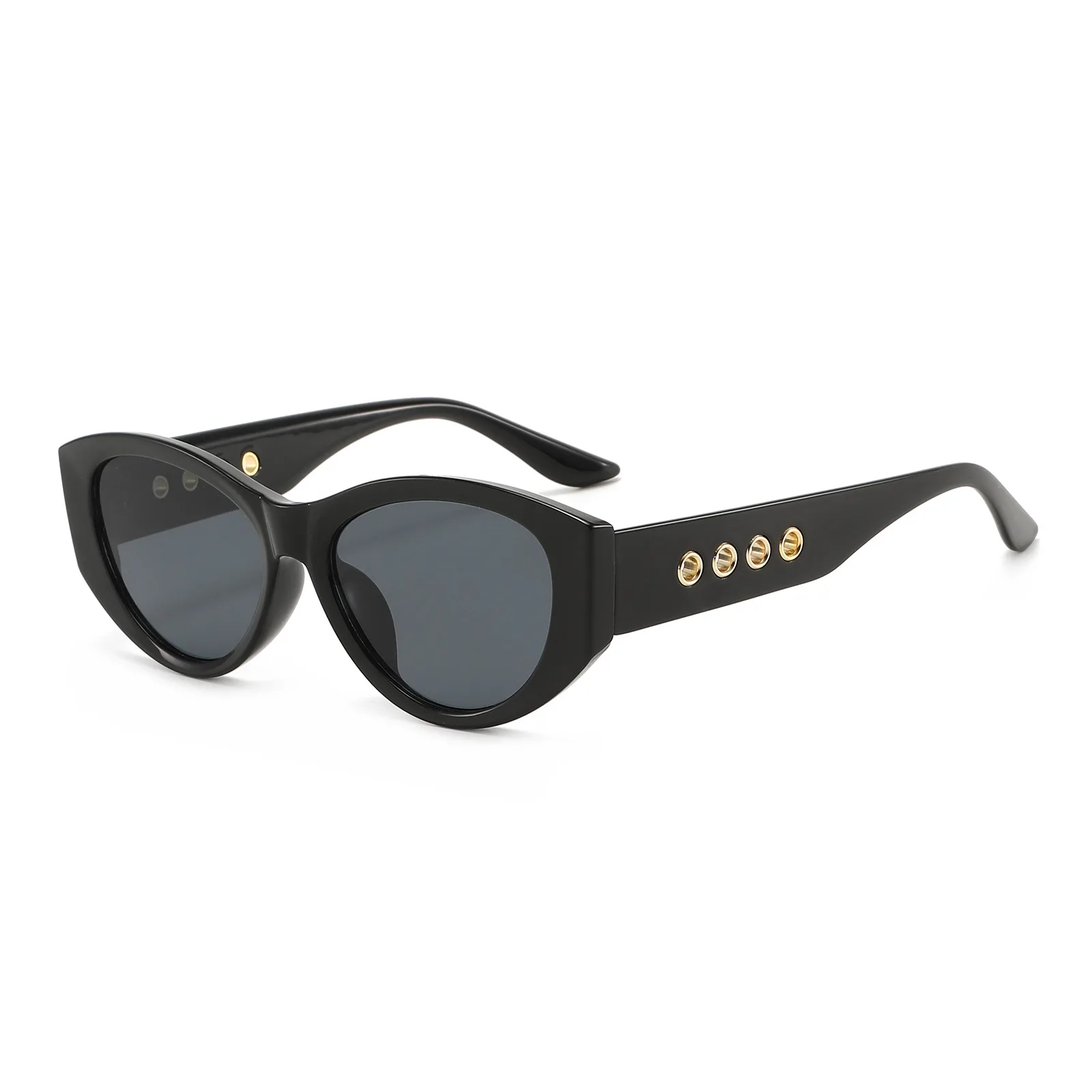 New Trendy Stylish Sun Glasses Retro Chunky Small Cat Eye Sunglasses for Women UV400 with Acetate Metal Hole Details Y2K Shades