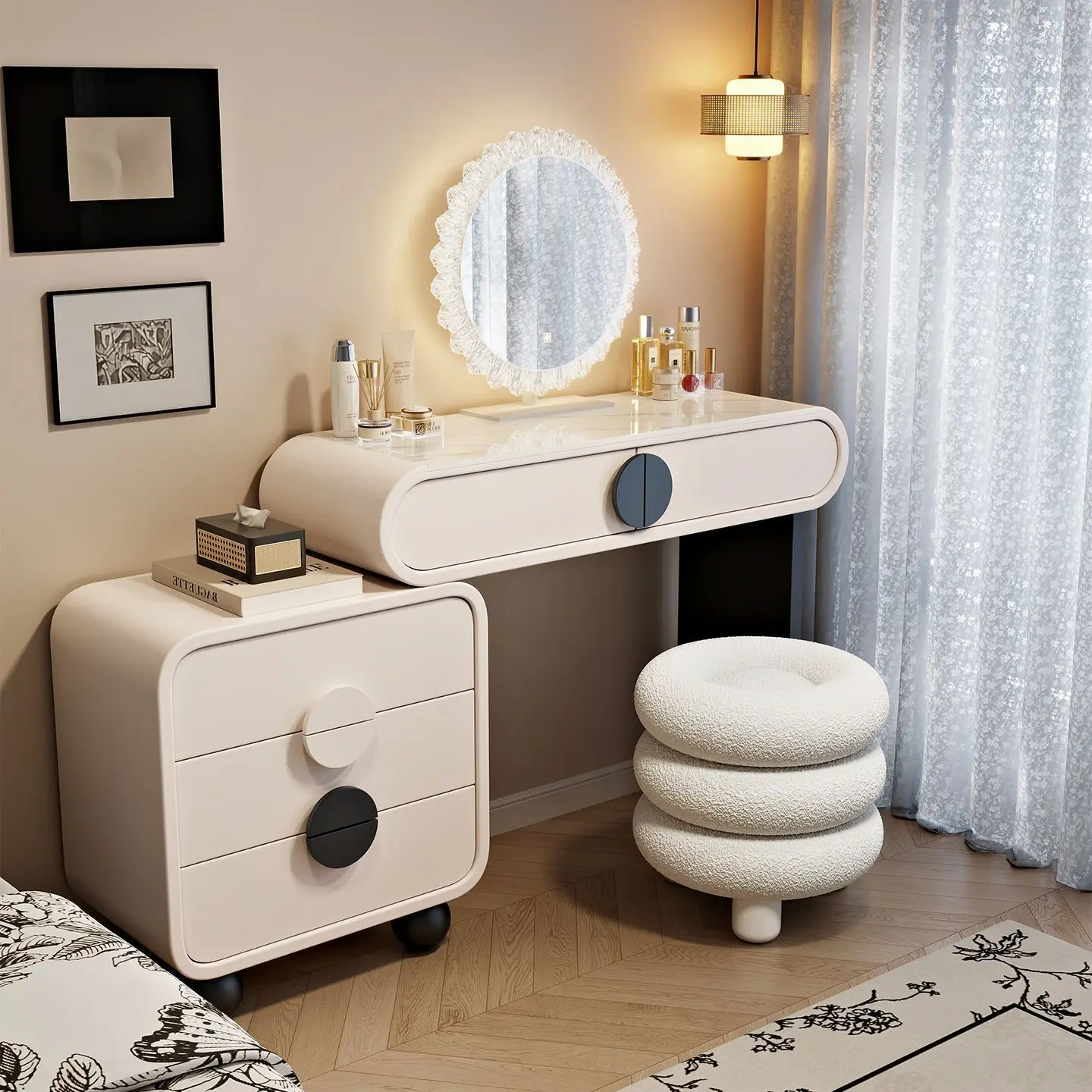 

light luxury Dressing table mirror bedroom integrated modern Nordic Makeup vanity household tocador maquillaje furniture home