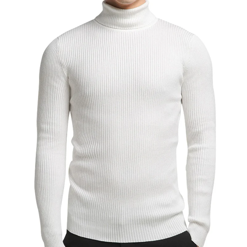 

Fashion Turtleneck Sweater Men Spring Autumn Elasticity Pullover Turtle Neck Long Sleeve Solid Colors Casual Classic Man