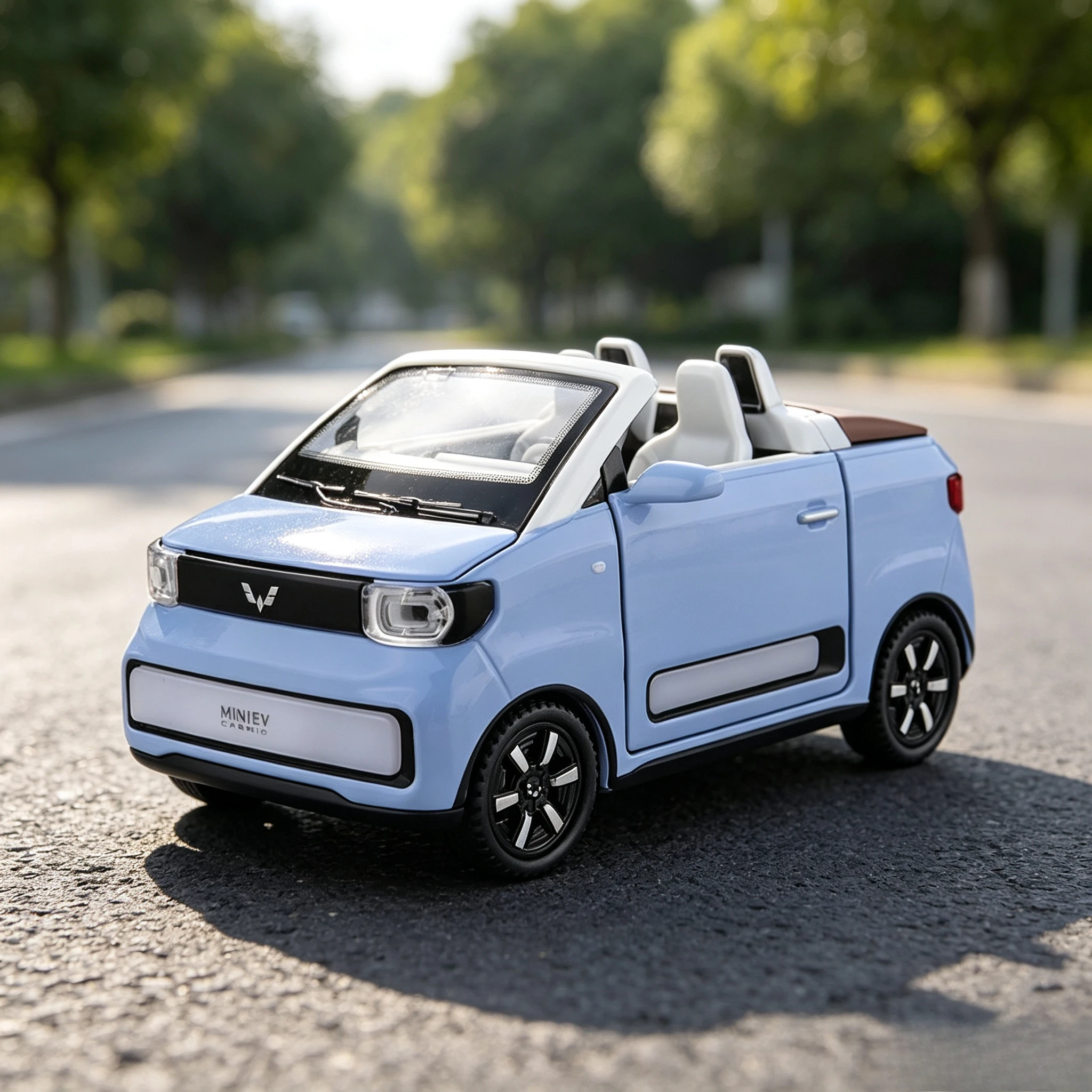 1:24 MINI EV Cabrio Car Model Toy Sound Light Open Top Alloy Diecast Compact Car Models Boyfriends Gifts