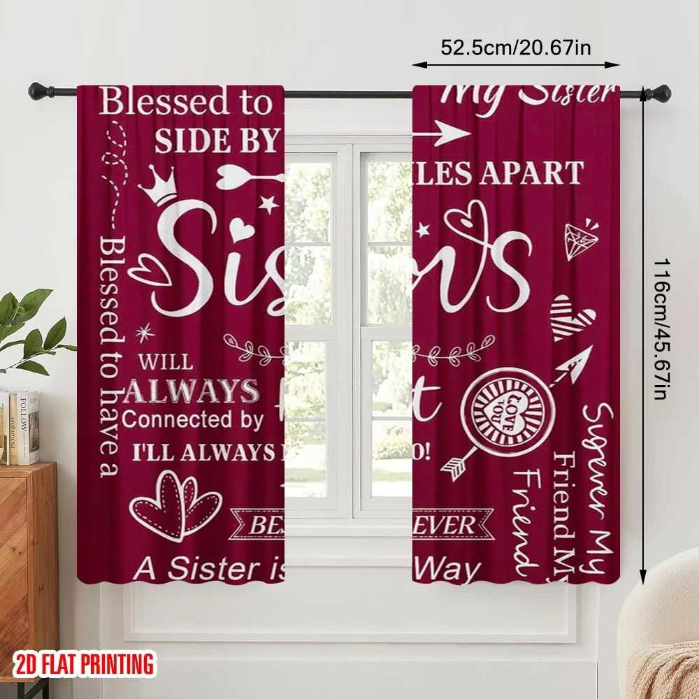 2pcs,2D plane printing Curtains Sisterly Love(1) Polyester (without rod) All Seasons for Living Room & Kitchen Decor