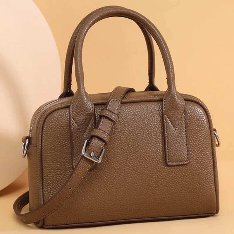 

Luxury Genuine Leather Solid Crossbody Shoulder Bags For Women 2025 High Quality Cow Leather Handbags Female Messenger Tote Sac