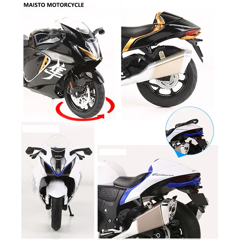 โมเดลรถมอเตอร์ไซค์ซูซูกิ ฮายาบูสะ อัลลอยด์ ไดแคสต์ ขนาด 1:12 ของสะสม พร้อมเสียงและไฟ รถออฟโรด ของเล่นรถยนต์