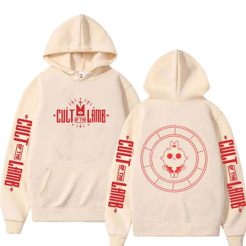 Game Cult of The Lamb Print Hoodie Men Women Vintage Fleece Cotton Pullover Hoodies Unisex Fashion Casual Oversized Streetwear view 6