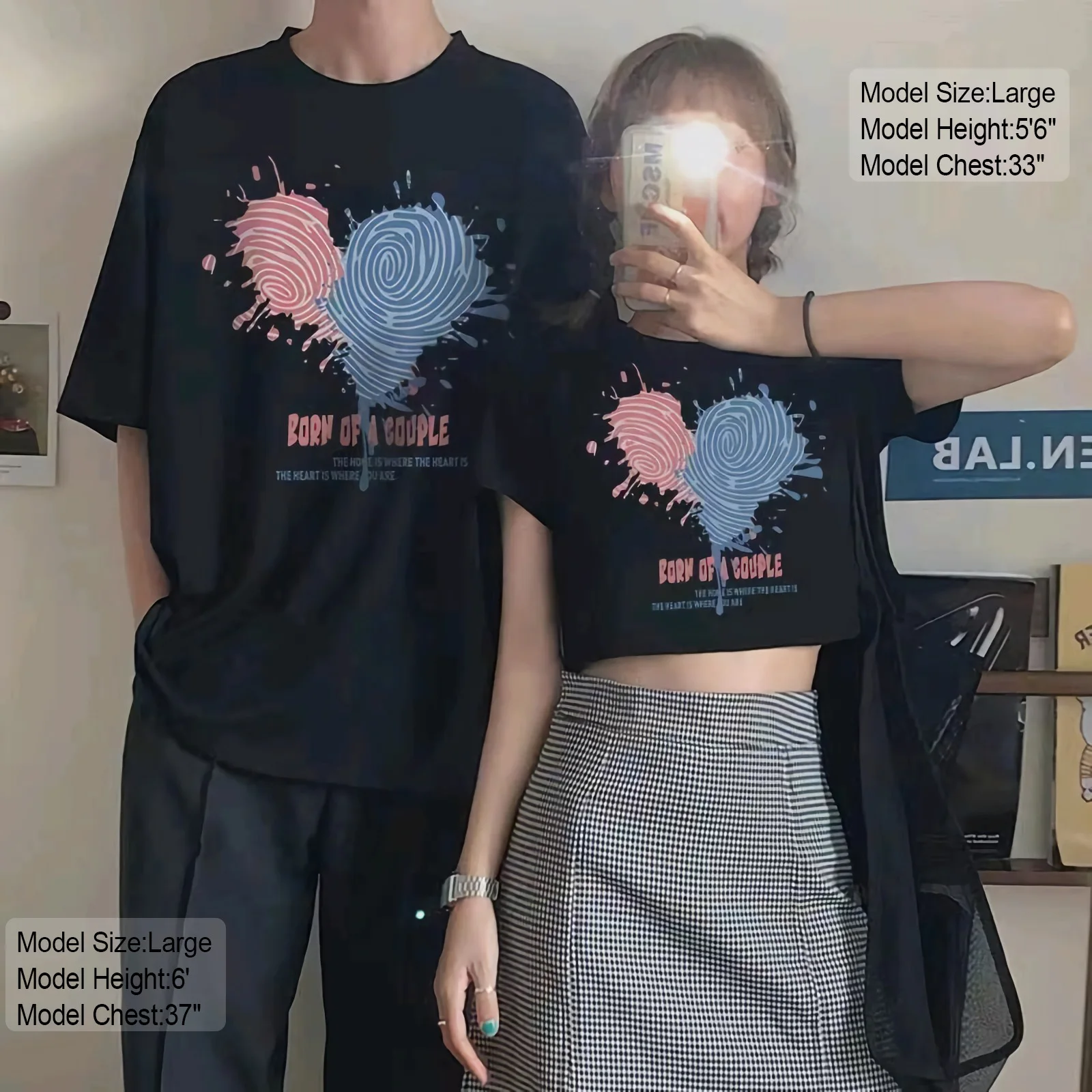 

Couple Short Sleeve T-shirt Man Vintage Oversized Short Sleeve Shirt Lovers Loose Streetwear Top Women Harajuku Tee Wholesale