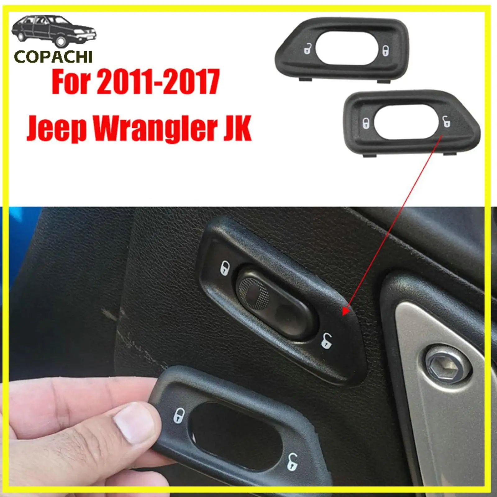 

1 пара лицевых переключателей замков передней двери 68185911AA 68185910AA для Jeep Wrangler JK 2011-2018, внешние аксессуары для двигателя автомобиля, детали