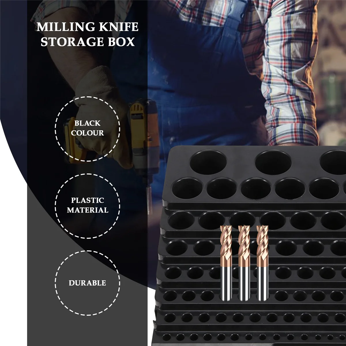 Drill Bit Storage Box Milling Cutter Saving Space Drill Finishing Holder Organizer Case Box for Home DIY Woodworking Use Vogue