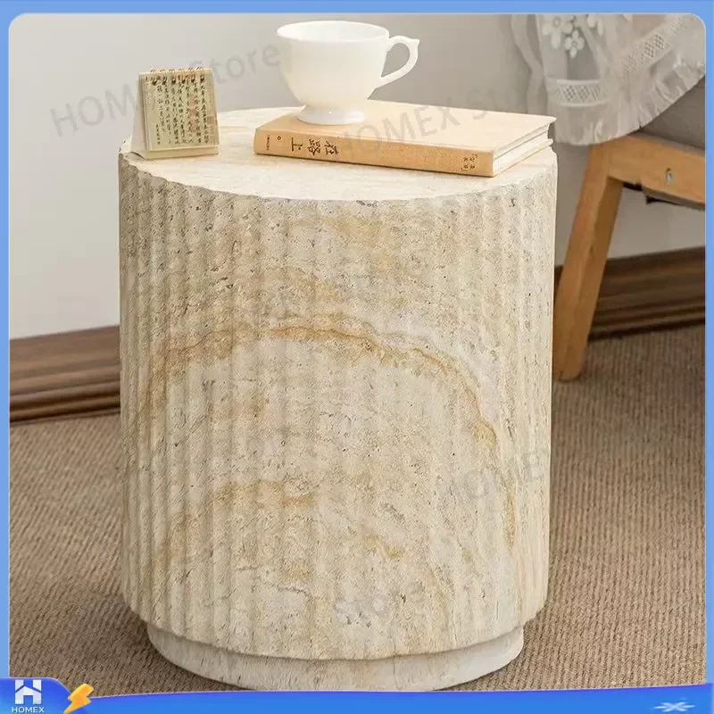 Nordic Coffee Table Creative Imitation Travertine Corner Table Living Room Sofa Side Table Cafe Outdoor Leisure Small Round