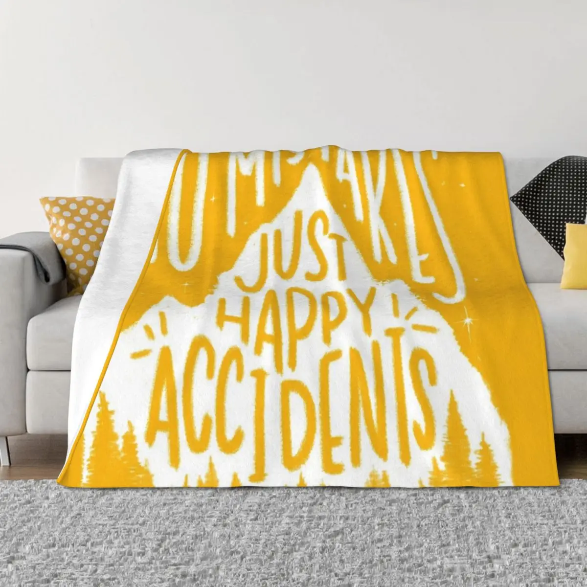 

Sunny No Mistakes, Just Happy Accidents Throw Blanket Retros Decorative Throw Softest Blankets